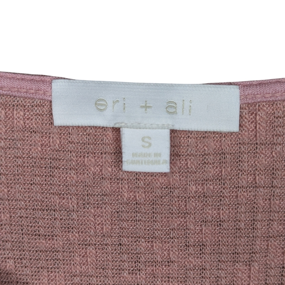 Anthropologie Eri + Ali Top Small Pink Waffle Knit Thermal Crochet Trim Boho - Picture 8 of 12